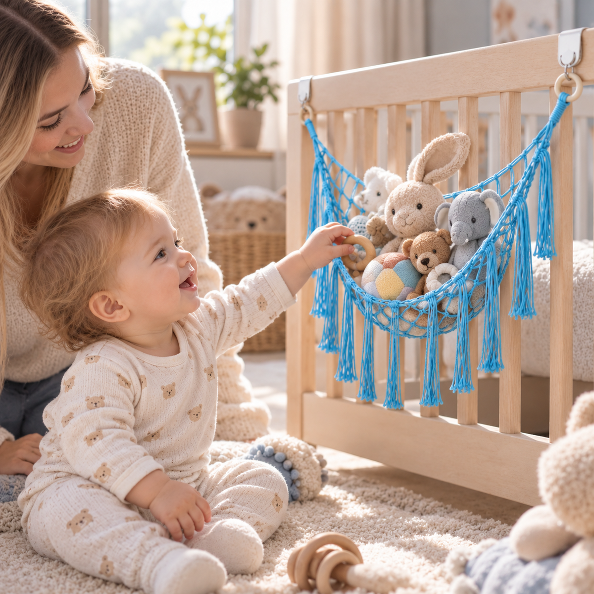 Elegant Blue Triangle Toy Hammock