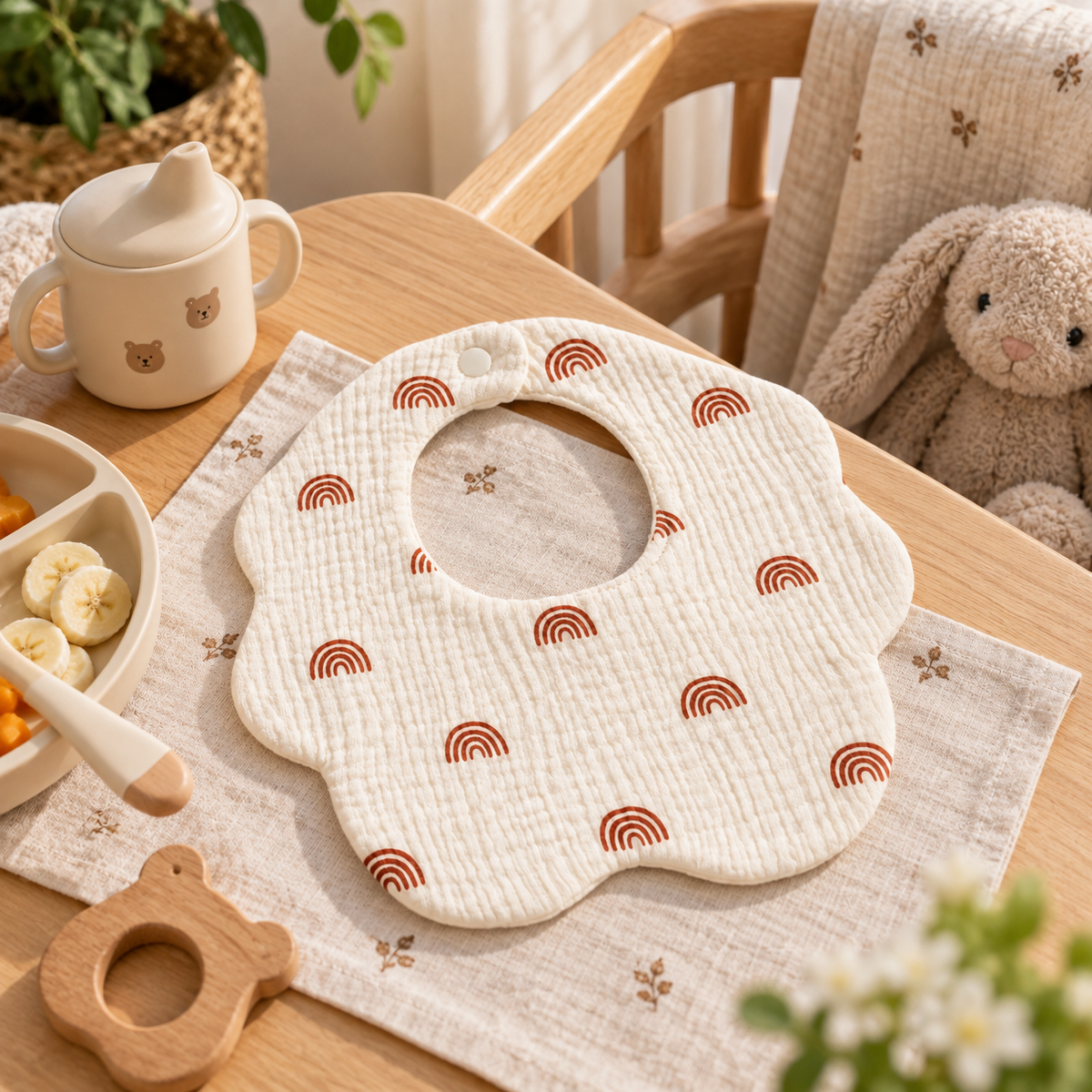 Rainbow Crinkle Cotton Bib