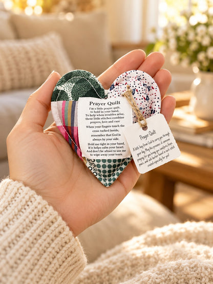 ⏰ LAST DAY 49% OFF - 🎁 Pocket Prayer Quilt Set | Mini Handmade Prayer Blankets with Cross & Drawstring Bag Christian Gifts ✝️