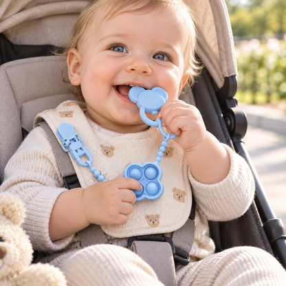 Blue Pop-It Silicone Pacifier Chain