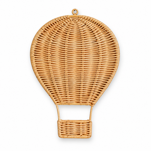 Handwoven Rattan Hot Air Balloon Wall Decor