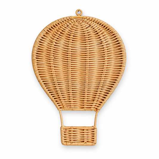Handwoven Rattan Hot Air Balloon Wall Decor