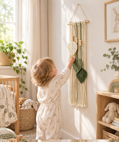 White &Green Leaf Handwoven Wall Hanging